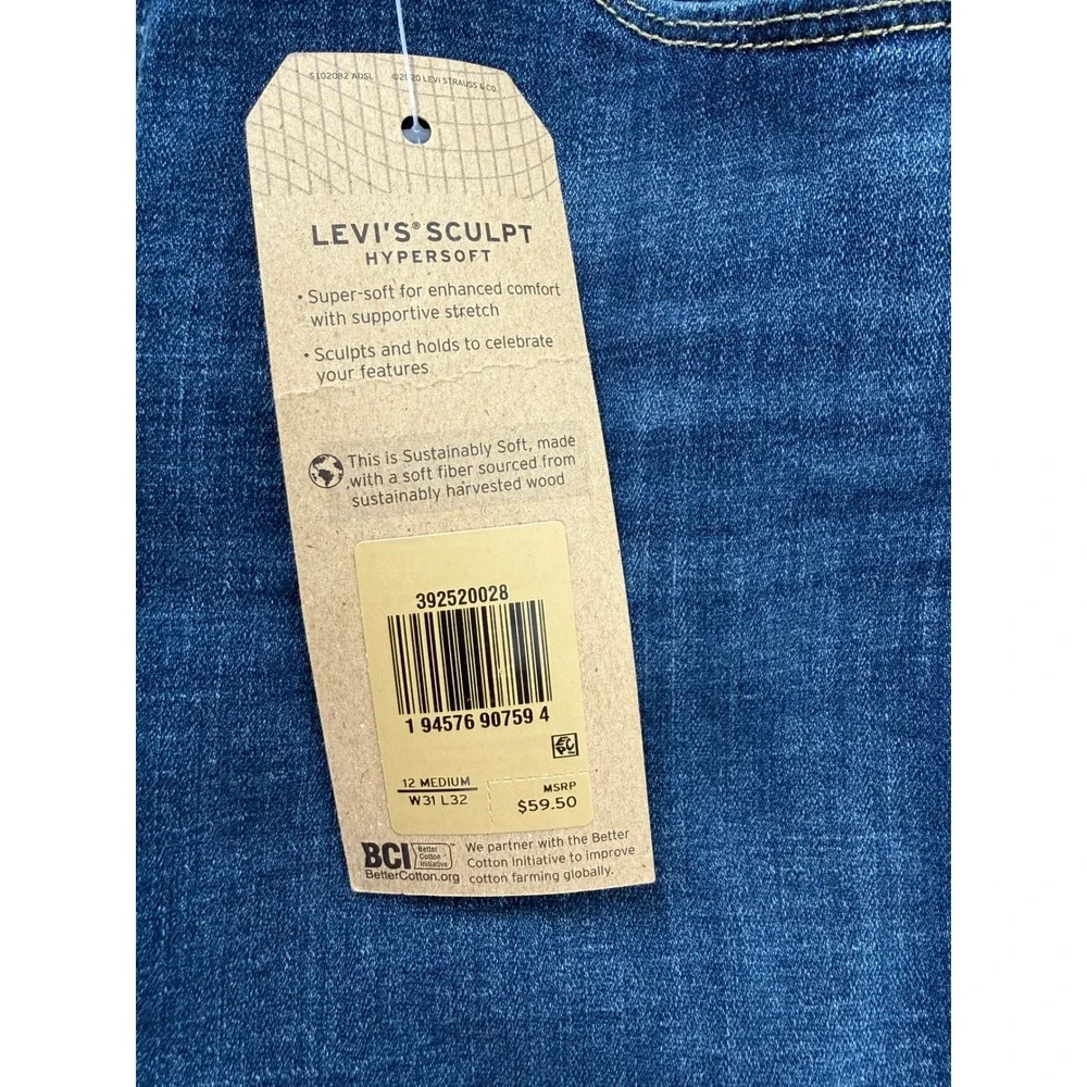 Levis Classic Bootcut Jeans Womens 12 Medium W31 L32 Hypersoft Blue Mid Rise NEW